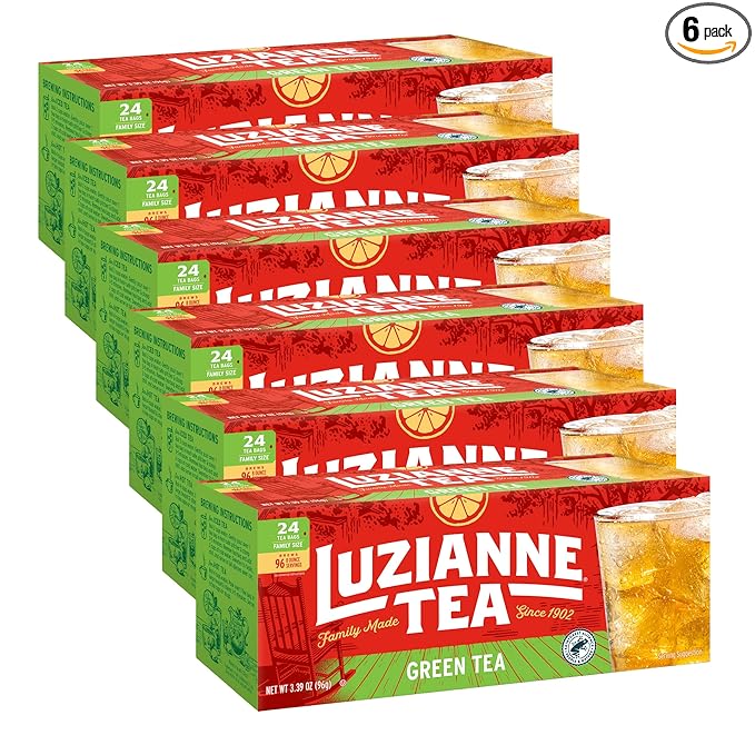 Luzianne Green Tea Bags, Family Size, 24ct Box (Pack of 6)