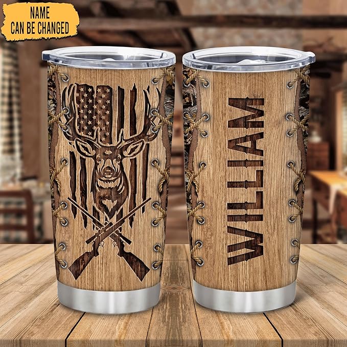 Hyturtle Personalized Hunting Gifts For Men - Deer Hunting Tumbler 20Oz Travel Coffee Mug Stainless Steel- Fathers Day Gift For Dad Him Boy Husband From Son Wife- Birthday Christmas Gifts For Hunters
