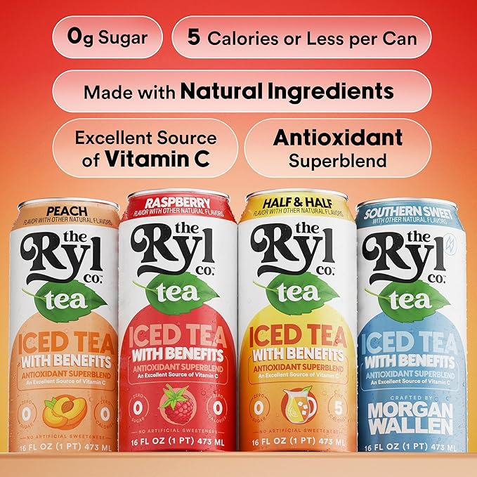 Ryl Iced Tea MVP Variety Pack – Antioxidant Superblend, No Artificial Ingredients, Zero Sugar, Zero Calorie, Low Carb, Non-GMO, Kosher, Gluten Free, Made in the USA, 12-Pack, 16 Fl Oz