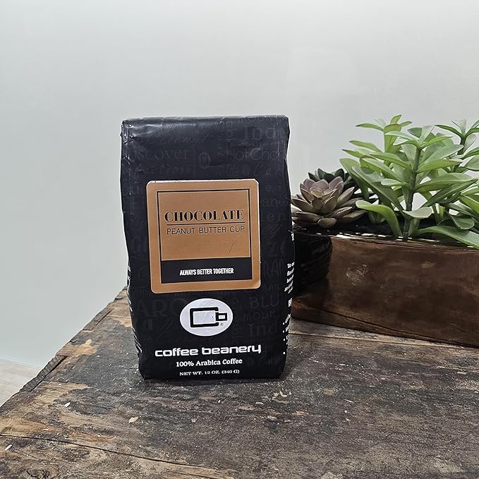 Chocolate Peanut Butter Cup Coffee by Coffee Beanery | 12oz Flavored Coffee Ground Medium Roast Coffee | 100% Specialty Arabica Coffee Ground | Gourmet Coffee | Flavored Coarse Ground Coffee Medium Roast