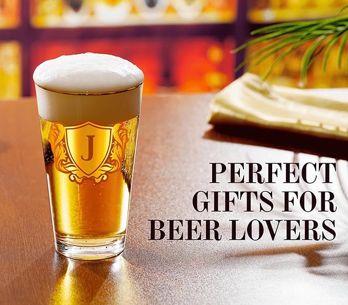 Onebttl Personalized Pint Glass for Men, Custom Alcohol Gifts for Beer Lovers, Unique Birthday, Christmas Gifts for Him, Dad, Husband, Boyfriend, N