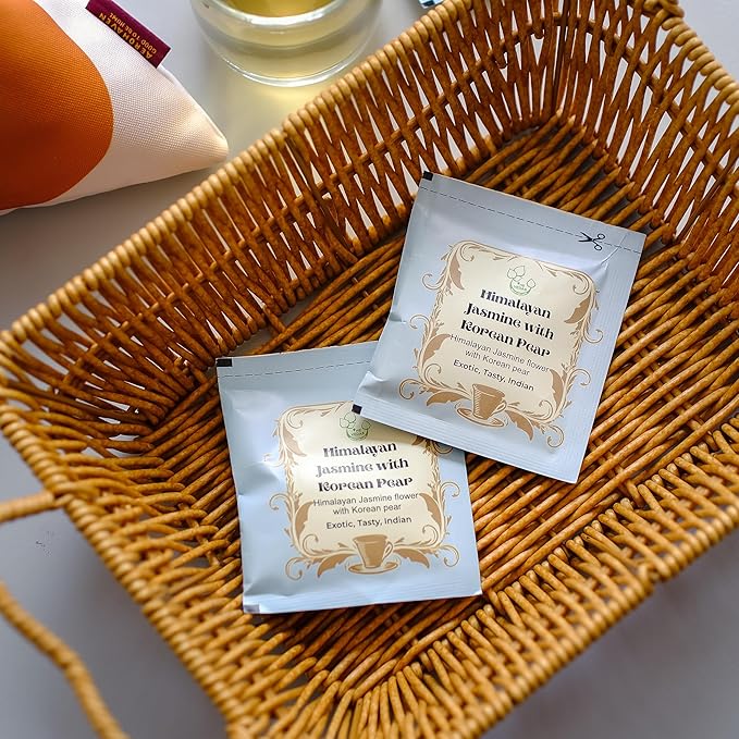 THE VEDAS Himalayan Jasmine With Korean Pear | Herbal Tea | Biodegradable Cotton Teabags | 40 Tea Bags(Pack of 2)