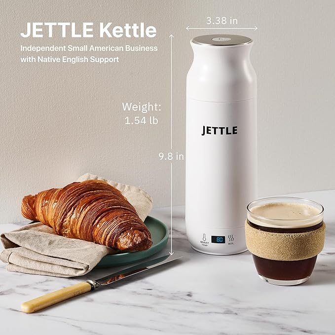 Electric Kettle - Travel Portable Heater for Coffee Tea Milk Soup - Stainless Steel Travel Water Boiler tea pot with Temperature Control - LED - Automatic Power Off - 450ml - Kitchen Appliance