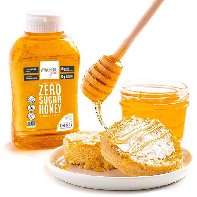 Wholesome Yum Zero Sugar Honey Substitute (2 Pack) - Natural Sugar Free Honey Alternative With Monk Fruit & Allulose - Zero Net Carbs, Non GMO, Gluten Free, Keto, No Aftertaste (11 oz)