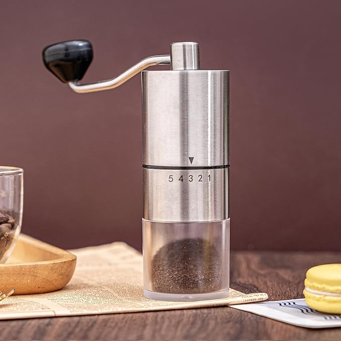 Topadorn Manual Coffee Grinder with Hand Crank Travel Coffee Bean Stainless Steel Grinder Great Gift for Home, Espresso, Office and Camping