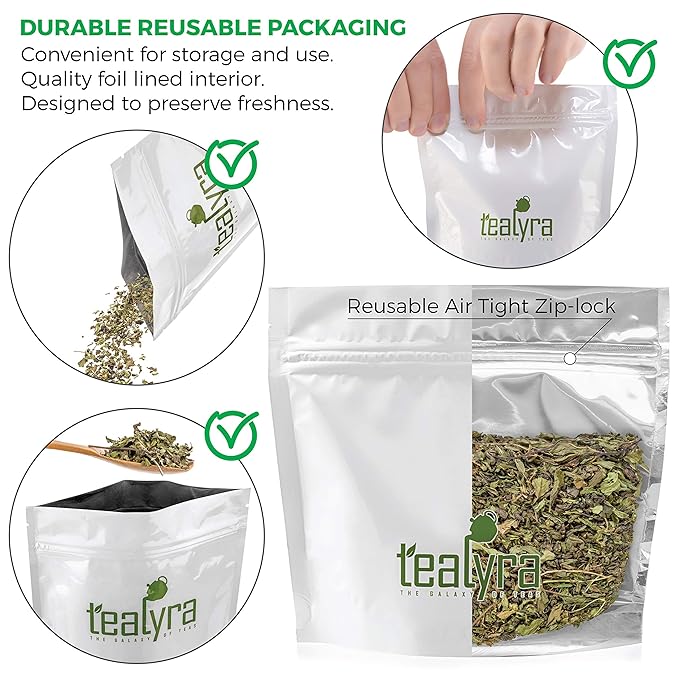 Tealyra - Moroccan Mint - Gunpowder - Peppermint - Spearmint - Famous Green Loose Leaf Tea - Caffeine Level Low - Hot or Iced Tea - All Natural - 110g (4-ounce)