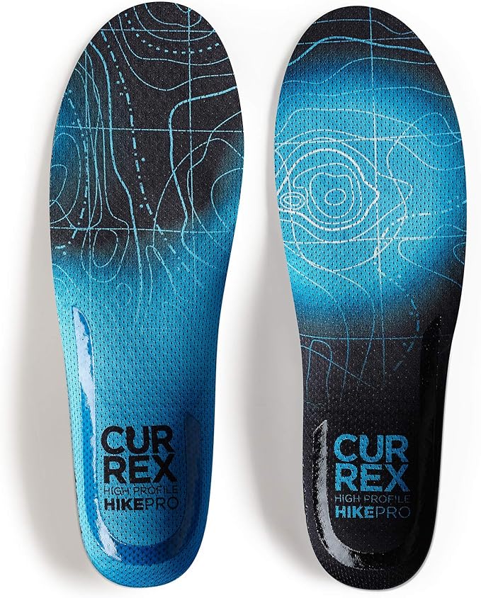 CURREX HikePro Insoles for Hiking Boots & Shoes – Shock Absorbing Inserts to Help Reduce Fatigue and Increase Performance – Anti-Slip Heel Surface for Stability – for Men & Women – High Arch, Large