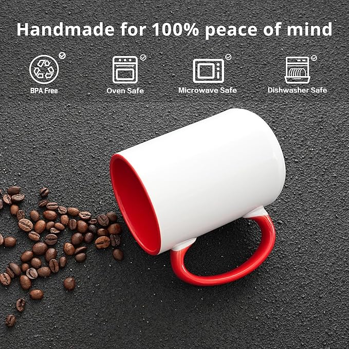 Ceramic 15oz Sublimation Coffee Mug, Red, Case of 12
