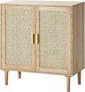 VEVOR Rattan Cabinet, Buffet Cabinet with 2 Magnetic Doors and Adjustable Shelves, Sideboard Buffet for Hallway, Entryway, Living Room, or Kitchen, Natural