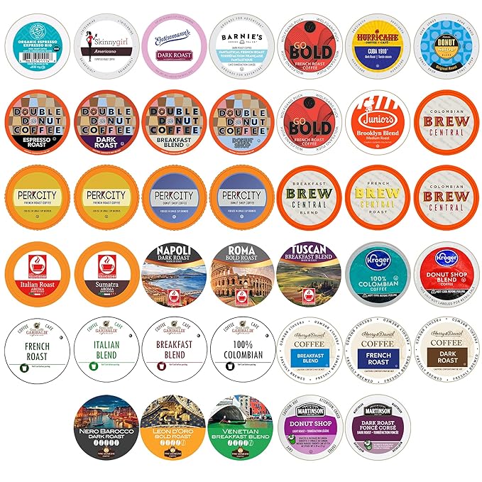 Crazy Cups Single Serve & K Cups Variety Pack, Including Unflavored Dark Roast & Medium Roast Pods, Pods Variety Pack for Keurig K Cups Machines, 40 Count