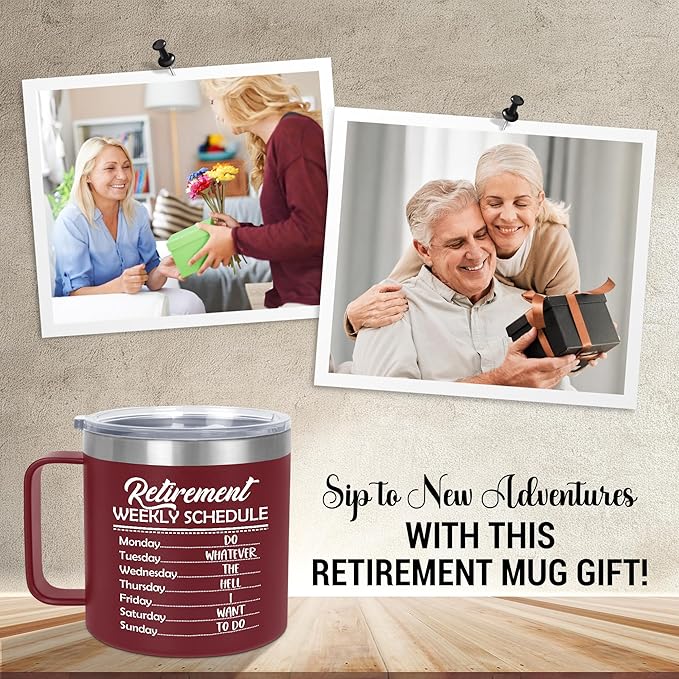 Funny Retirement Gifts for Women Men - 14 Oz Stainless Steel Insulated Coffee Mug With Lid - Birthday Retired Goodbye Farewell Gifts for Coworkers Boss Teachers Nurse Mom Dad