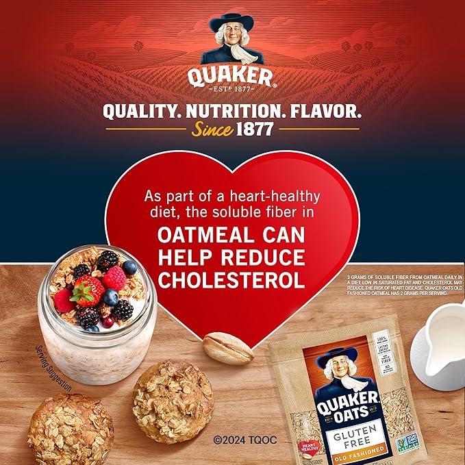 Quaker Gluten Free Old Fashioned Rolled Oats, Non GMO Project Verified, 24oz Resealable Bags (Pack of 4)