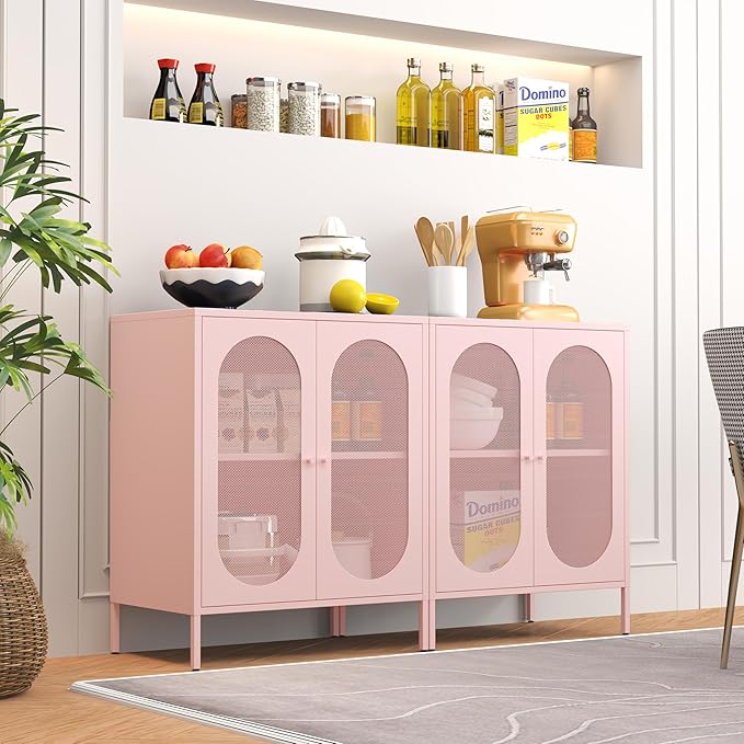 2 Door Accent Cabinet,Metal Storage Cabinet with Adjustable Shelf,Buffet Sideboard for Bed Room,Living Room,Entryway,Hallway,Home,Hotel,Office,Garage,Kitchen,1 Removable Shelf.
