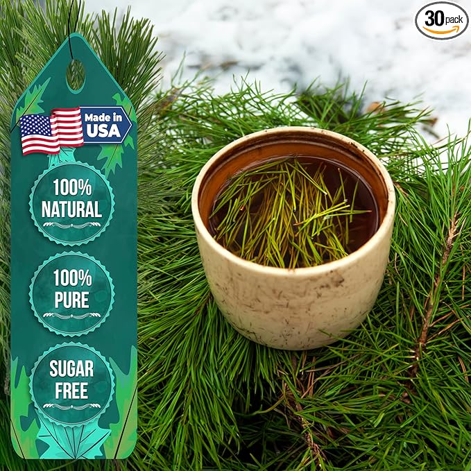 USA Fresh White Pine Needle Tea – 100% Pure Wild-Harvested USA Pine Needles, Fresh Aromatic Herbal Tea, No Additives, Premium Loose Leaf, Natural Forest Flavor (15oz)