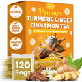 TOG999, Turmeric Ginger Cinnamon Tea Bags | 120 Count | Herbal Blend with Turmeric, Ginger, Cinnamon Stick & Chamomile Flowers for Relaxation | Naturally Flavorful, Caffeine-Free | Packed in Paper Box