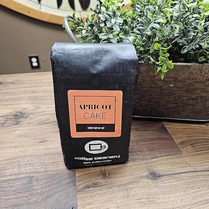 Apricot Cake Coffee by Coffee Beanery | Medium Roast Gourmet Flavored Coffee | Very Fine Ground 12oz