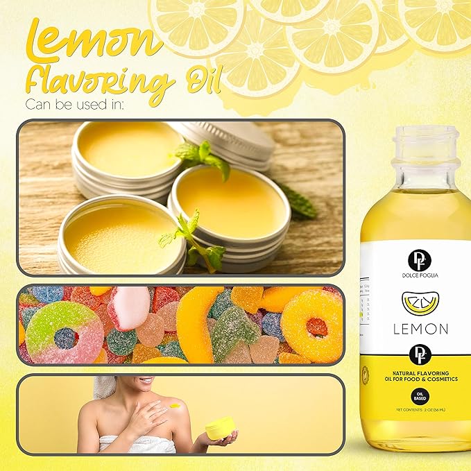 Dolce Flav Natural Lemon Extract – 2 Ounce Oil-Soluble Kosher, Sugar-Free, Concentrated Fresh Citrus Lemon Flavor for Baking, Chocolates & Desserts, Includes Measured Dropper, Pack of 2