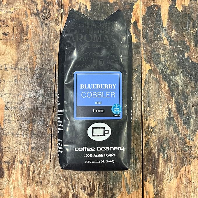 Blueberry Cobbler Flavored Coffee SWP Decaf, Specialty Arabica Coffee, Medium Roast, 12 ounce, Whole Bean