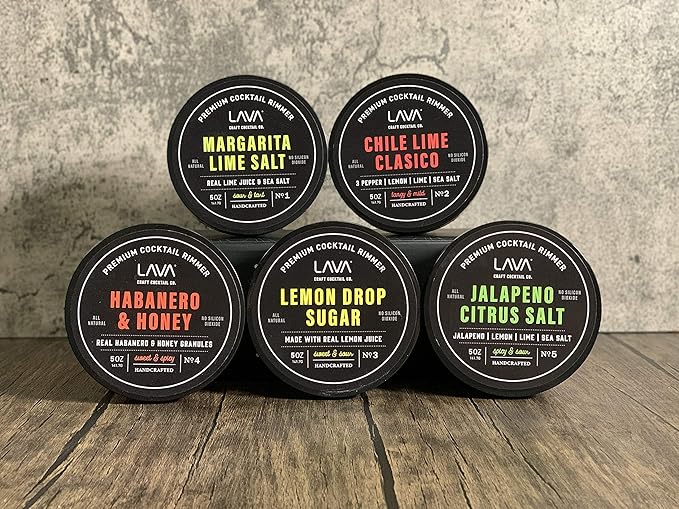 LAVA Premium Jalapeno Citrus Margarita Salt Cocktail Rimmer, All Natural Spicy Margarita Rimmer Salt, Sea Salt Rocks, Real Lime, No Silicon Dioxide, with Easy Screw-On Lid - 6oz