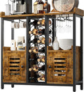 IRONCK Bar Cabinet, Liquor Cabinet Bar with Storage, Small Wine Bar Cabinet with Wine Glass Holder, Industrial Coffee Bar for Home, Kitchen, Dining Room