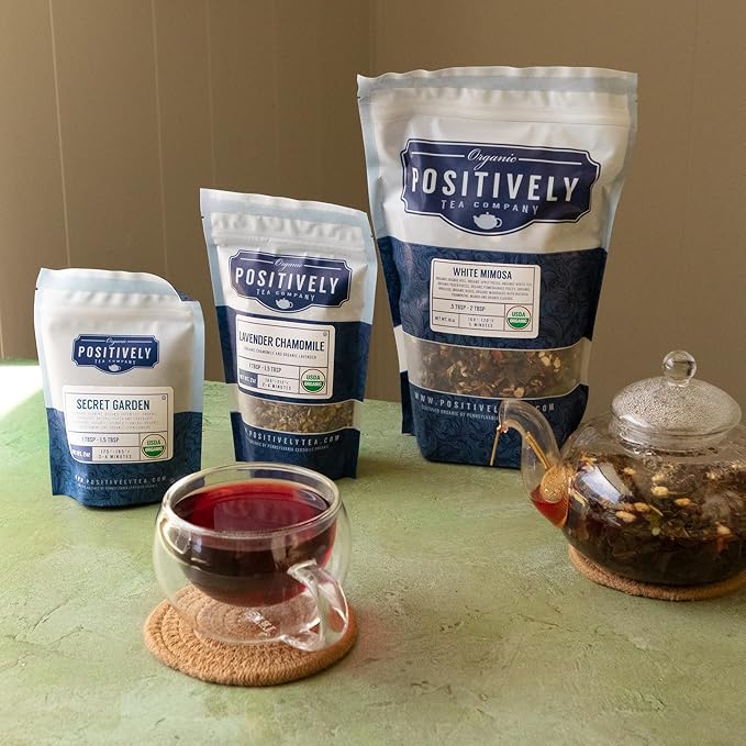 Organic Positively Tea Company, Lavender Chamomile, Herbal Tea, Loose Leaf, 4 Ounce