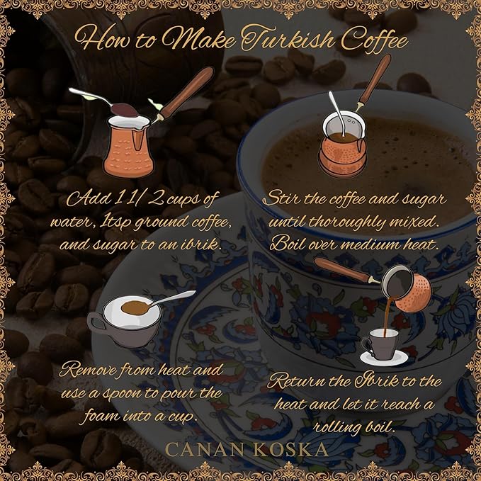 Canan Koska Turkish Coffee Medium Roast Ground Coffee 100% Arabica, Finely Ground for Rich Flavor and Smooth Texture, Ideal for Traditional Brewing in a Cezve - 3.5 Ounce (100g) - Pack Of 1
