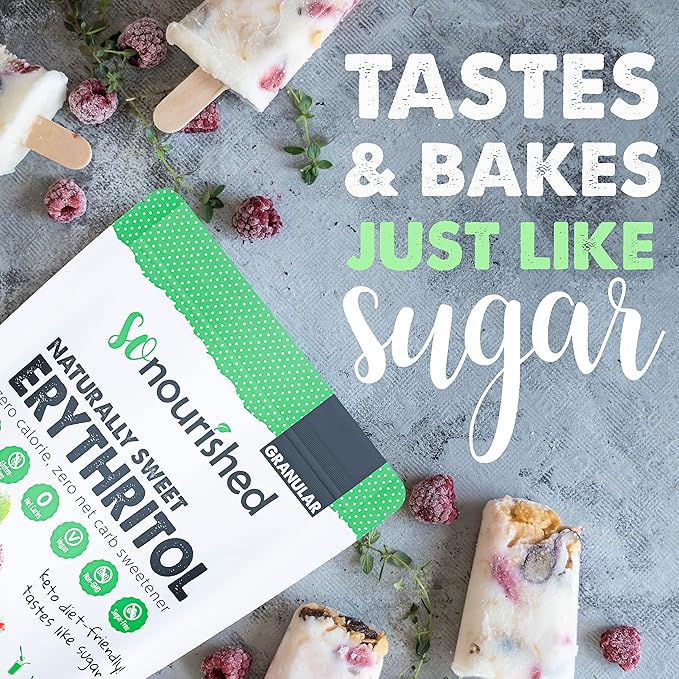 So Nourished Erythritol Sweetener Granular - Keto Sugar Substitute - 0 Calorie, 0 Net Carb, Non-GMO (5 lbs / 80 oz)