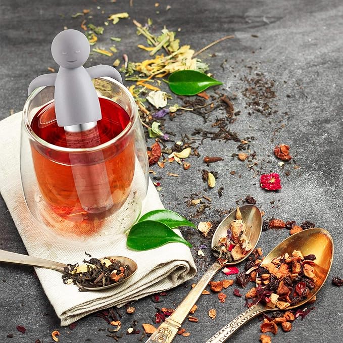 2 Pieces Tea Infuser for Loose Tea Cute Fine Mesh Tea Strainer Stainless Steel Tea Filter Ball Tea Diffuser Steeper for Teacups Teapots (Grey)
