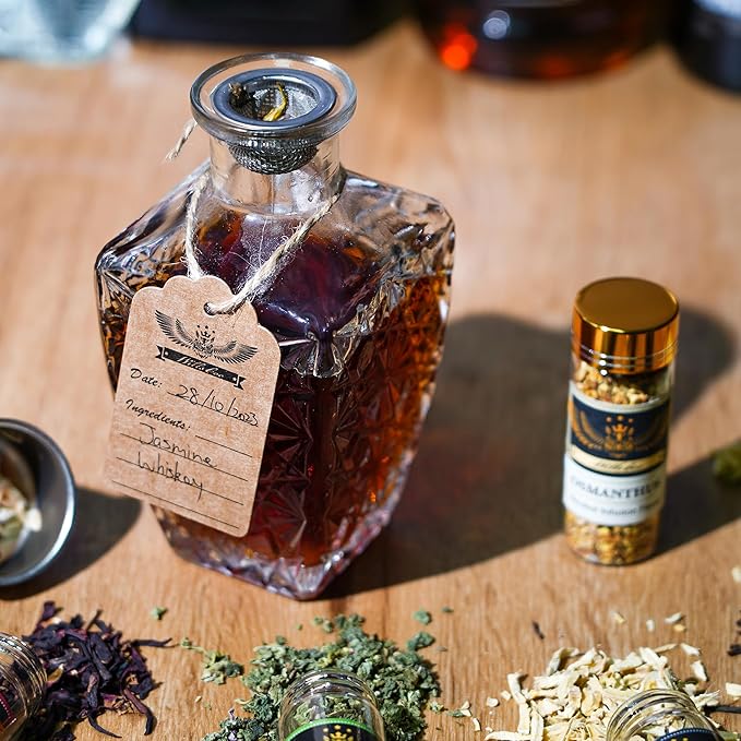 Alcohol Infusion Kit for Infusing Whiskey, Gin, Vodka, Tequila, Rum - DIY Your Own Flavored Spirits with Natural Ingredients - Anniversary, Birthday Gift for Men, Husband