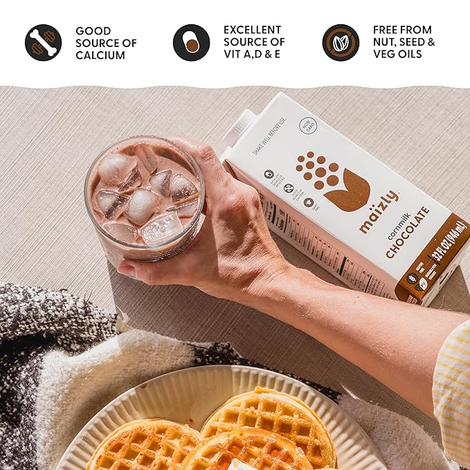 Maizly Chocolate Corn Milk, Non-GMO, Plant-Based & Non-Dairy Chocolate Flavored Drink, Gluten & Dairy-Free Alternative to Whole Milk, Kosher Drink for Kids & Adults, 946 ml, Pack of 6 Boxes