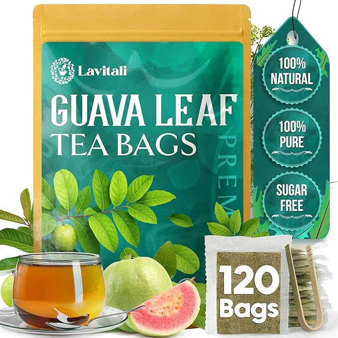 Lavitali, Guava Leaves Tea Bags | 120 bags, 100% Pure Herbal Tea | Caffeine-Free, No Sugar, Eco-Friendly Filter Bags | Daily Natural Botanical, Hot or Iced Herbal Infusion