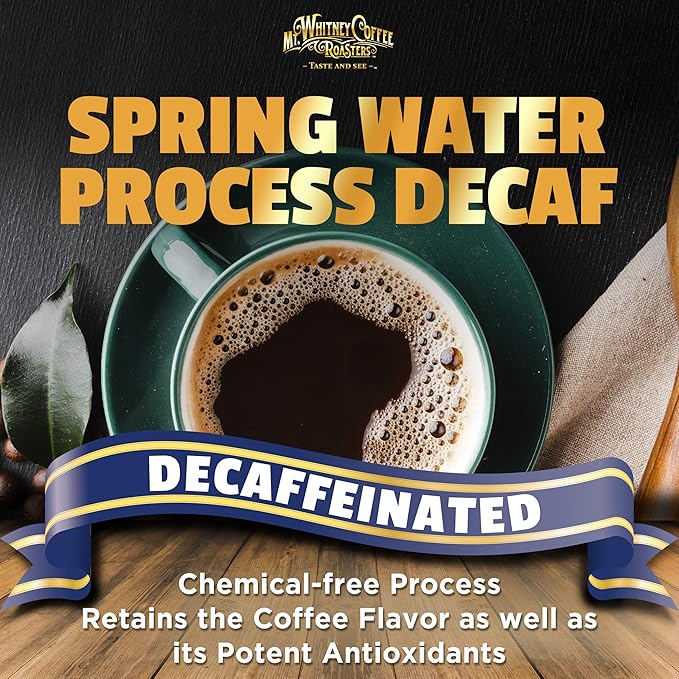 Mt. Whitney Premium Organic Spring Water Colombian, Medium Dark Roast, Low Acid Decaf Coffee (Whole Bean, 5 Lb)