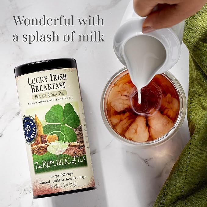 The Republic of Tea – Lucky Irish Breakfast Black Tea Bags, Naturally Caffeinated, 50 Servings