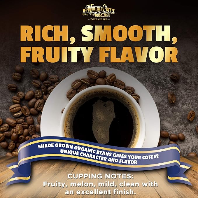 Mt. Whitney Organic Swiss Water, Low Acid, Decaf Coffee from Peru (Whole Bean, 5 Lb)
