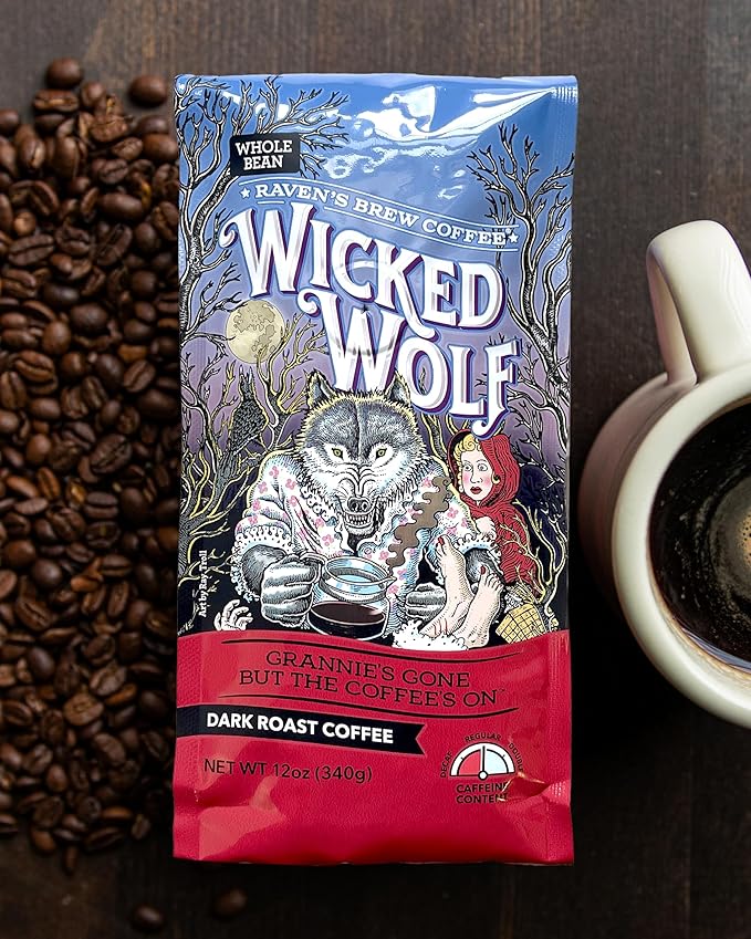 Raven's Brew Coffee - Wicked Wolf - Dark Roast - Full Body of Currant and Spice (Organic Ground, 12 oz)