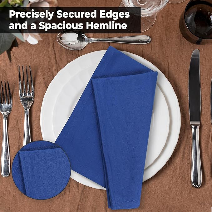 Urban Villa Cloth Napkins Set of 12 20x20 Inches 100% Cotton Napkins Cloth Washable Soft Durable Reusable Absorbent Table Dinner Napkins Cloth for Hotel Lunch Restaurant Weddings Parties-Royal Blue