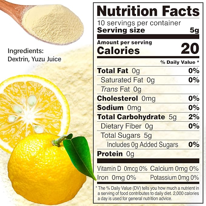YAMASAN KYOTO UJI Yuzu Juice Powder 50g- Refreshing Yuzu Aroma,Toppings for Cooking, Made in Japan,Sold by Japanese company