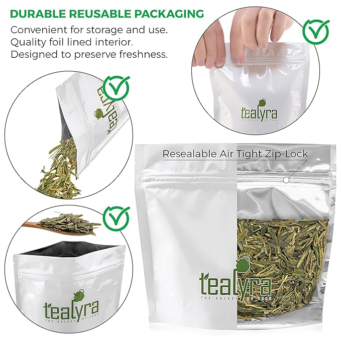 Tealyra - Premium Dragon Well - Long Jing - Green Tea - Famous Chinese Loose Leaf Tea - First Grade - 4-Ounce