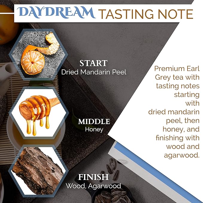 Organic Earl Grey Tea, Good for BREAKFAST TEA | NATURAL ANTIOXIDANTS,100% Real ingredients, 15 CT Tea Bag (pack of 3) | By T SECRETEA, Daydream