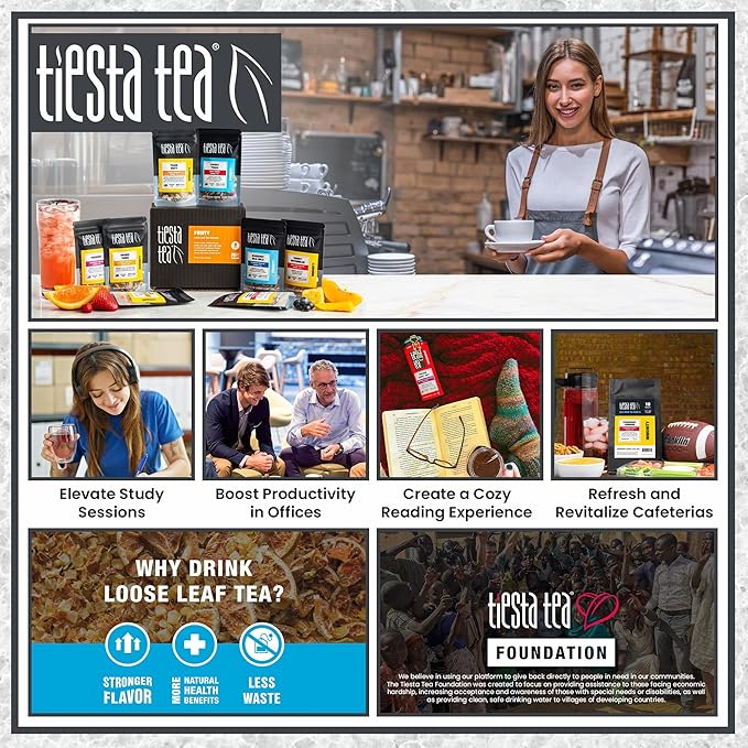 Tiesta Tea - Cozy Chai, Loose Leaf, Spiced Chai Rooibos Tea, Premium Caffeine-Free Herbal Blend, Makes Hot or Iced & Up to 200 Cups, 16oz Resealable Bulk Pouch
