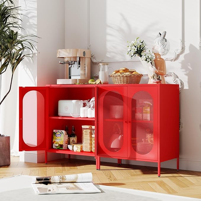 2 Door Accent Cabinet,Metal Storage Cabinet with Adjustable Shelf,Buffet Sideboard for Bed Room,Living Room,Entryway,Hallway,Home,Hotel,Office,Garage,Kitchen,1 Removable Shelf.