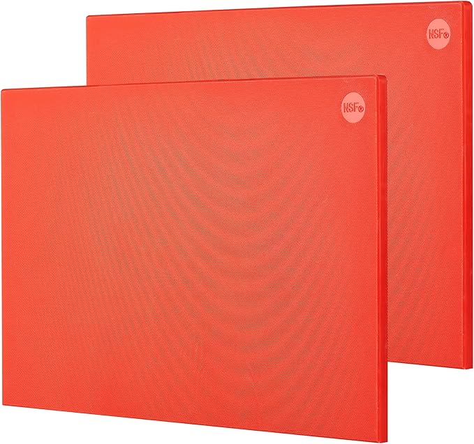 CURTA 2 Pack Red Cutting Boards for Kitchen, 20" x 14" x 0.5" Coded Plastic Commercial Chopping Board with Anti Slip Surface Dishwasher Safe