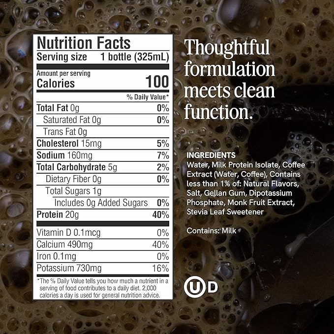 Protein Coffee - High Protein - Real Cold Brew - 20g Protein - 1g Sugar - 100 Calories - No Added Sugar - Coffee - Protein - 11 FL OZ - 12 Pack (Original)
