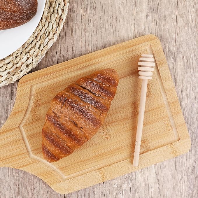 DESIOLE 4Pcs Wooden Honey Dipper Sticks Mini Honey Spoon, 6.3 Inch Honey Mixing Stirrer Comb Stick for Honey Jar Dispense Drizzle Honey Wedding Party