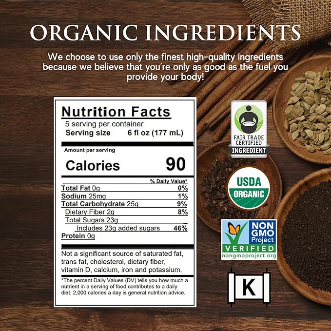 Third Street Inc. Organic Honey Vanilla Spice Chai Concentrated 6-Pack, 32 Fl. Oz., Chai Tea Latte Concentrate, Sweet and Smooth Tea Blend, Beverage Concentrate 1:1, Gluten Free, Kosher, Non-GMO