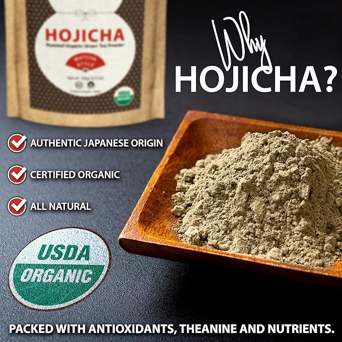 Matcha Moon Hojicha Powder Organic - Roasted Matcha Green Tea - Japanese Origin - Unsweetened, Low Caffeine - Uji Kyoto Japan - 100g Resealable Bag
