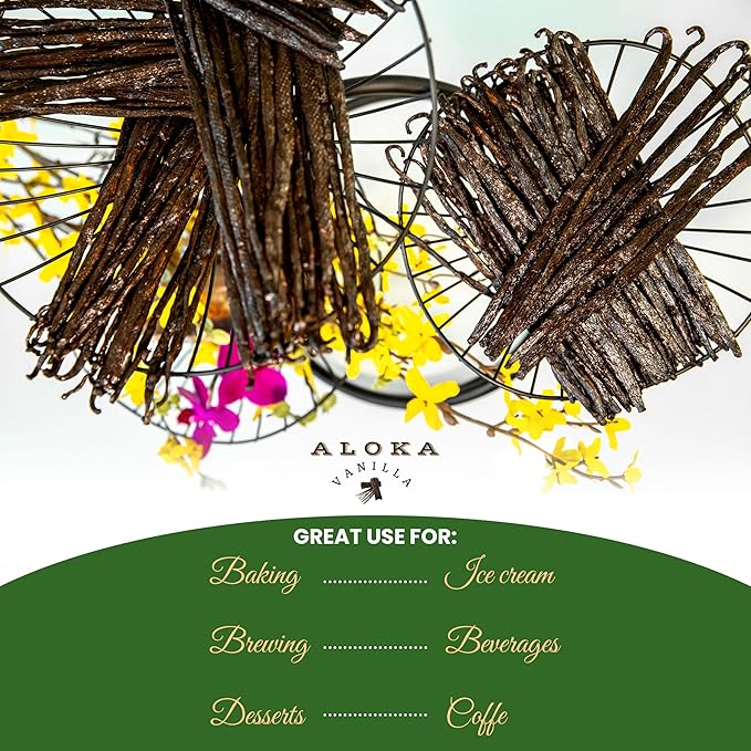 50 Count Organic Madagascar Vanilla Beans – Grade A Bourbon Pods | Gourmet Whole Vanilla Beans for Baking, Cooking, Extract Making | Rich Aroma, Premium Flavor, Non-GMO, Vegan