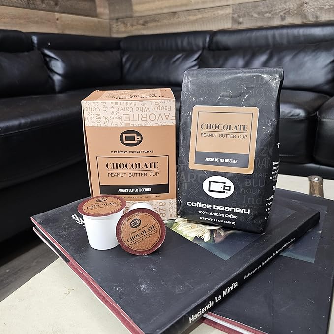 Chocolate Peanut Butter Cup Coffee by Coffee Beanery | 12oz Flavored Coffee Ground Medium Roast Coffee | 100% Specialty Arabica Coffee Ground | Gourmet Coffee | Flavored Coarse Ground Coffee Medium Roast
