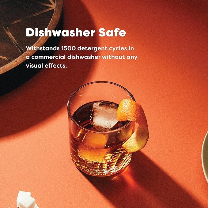 TOSSWARE RESERVE 12oz Stacking Double Old Fashioned - Daimond Base, SET OF 4, Premium Quality, Tritan Dishwasher Safe & Heat Resistant Unbreakable Plastic Whiskey Glasses