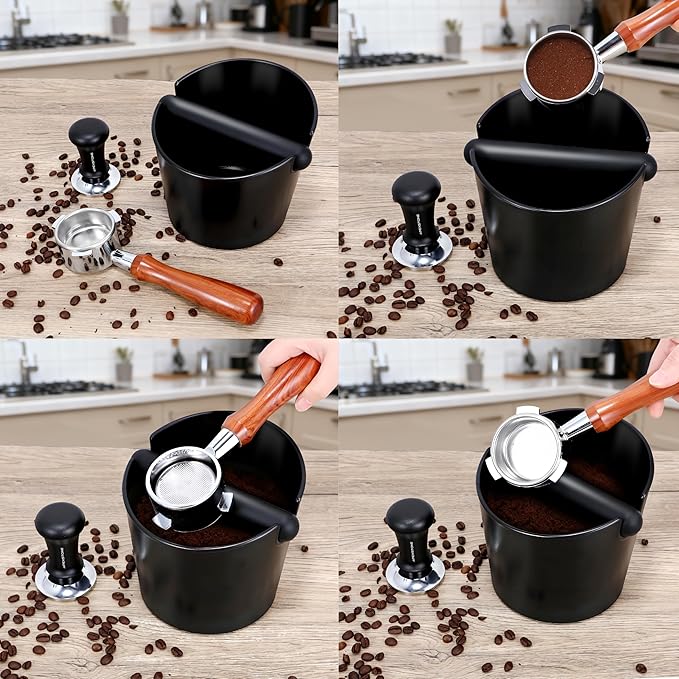 Coffee Knock Box 6 inch, Apexstone Knock Box Espresso With Removable Knock Bar And Non-Slip Base